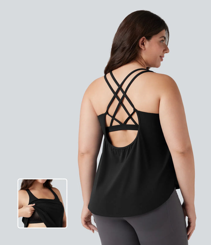 Plus Size Halara UltraSculpt Round Neck Curved Hem Running Tank Top