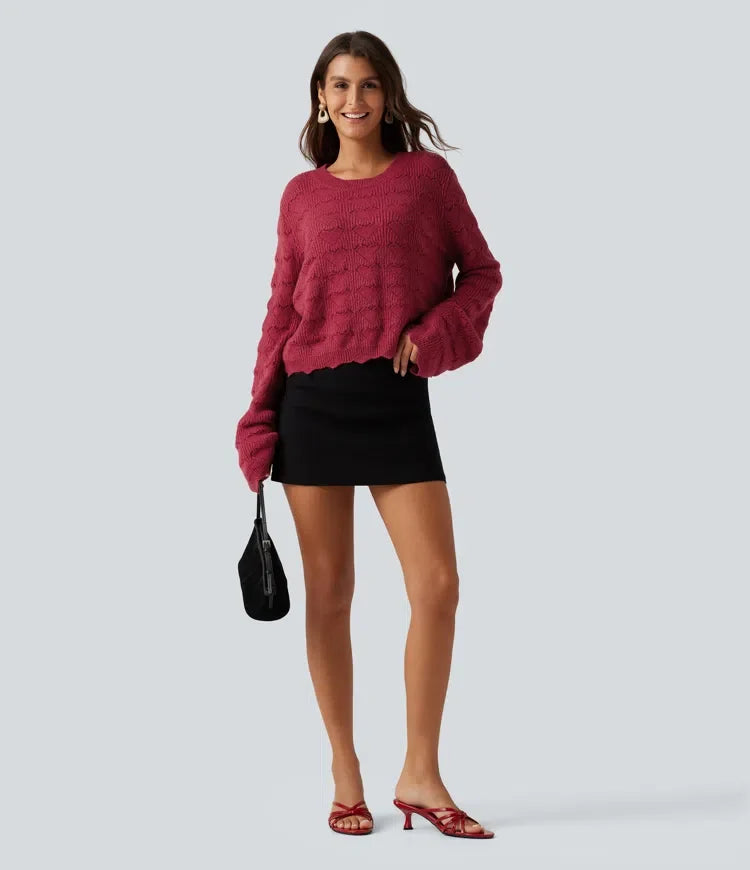 Round Neck Dropped Shoulder Long Sleeve Casual Jumper