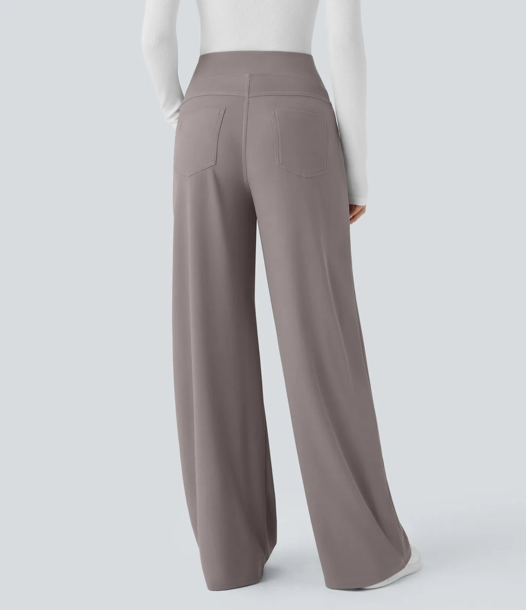 Halara Flex High Waisted Tummy Control Pockets Wide Leg Baggy Micro Waffle Work Trousers