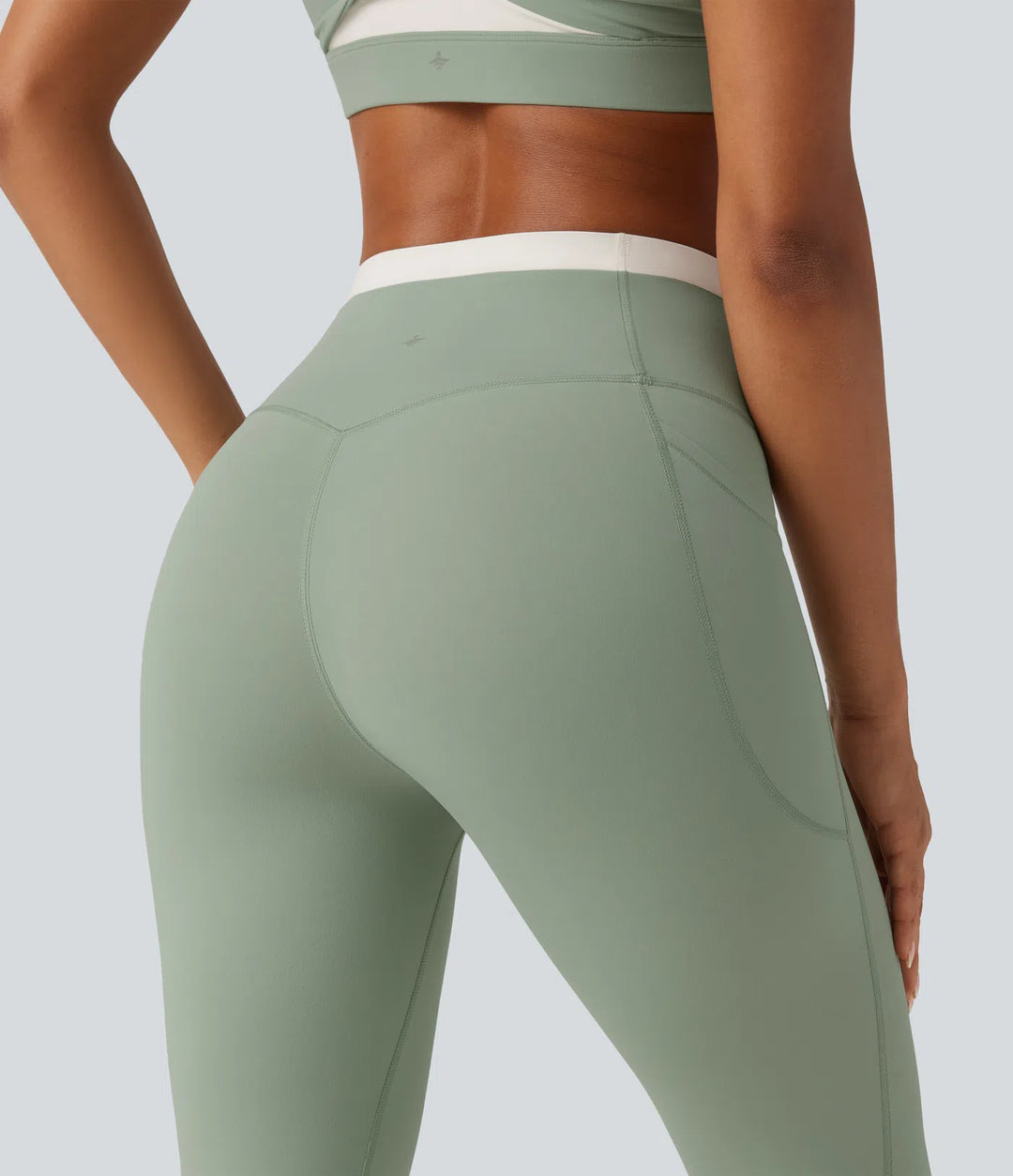 Halara UltraSculpt High Waisted Tummy Control colourBlock Skinny Yoga Leggings with Pockets