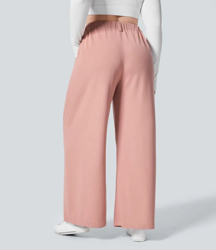 Halara Flex High Waisted Pocket Wide Leg Waffle Work Plus Size Trousers