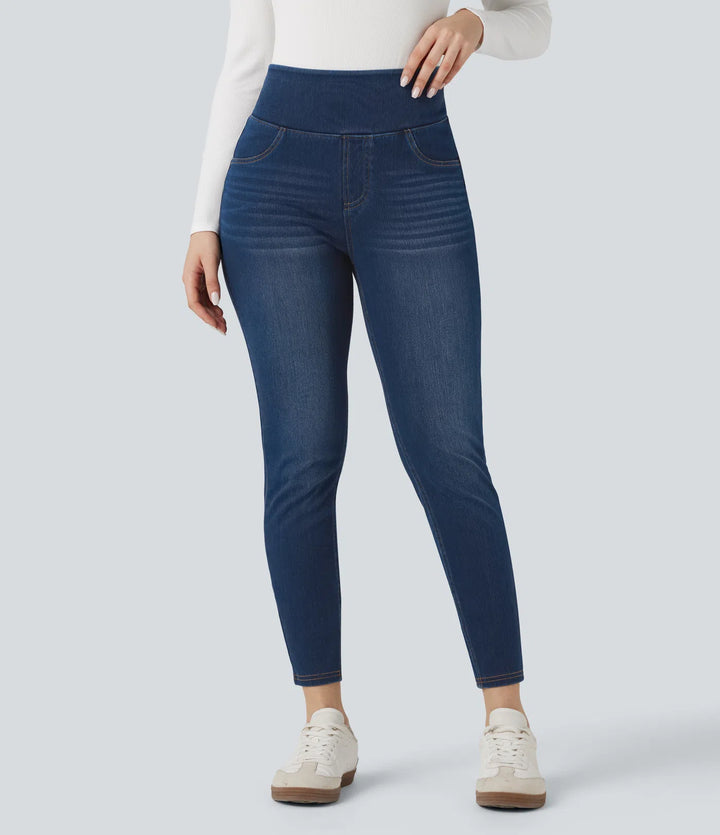 Halara Flex High-waisted Butt-lifting Tummy Control Skinny Denim Casual 7/8 Leggings with Pockets