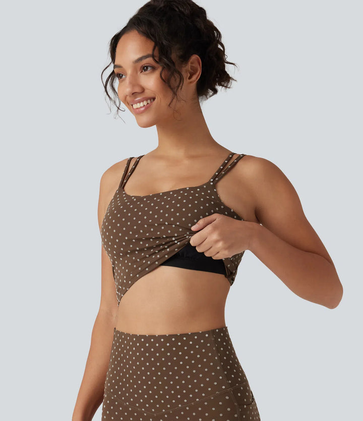 Halara UltraSculpt Light Support Backless Built-in Bra Flocked Polka Dot Yoga Sports Bra