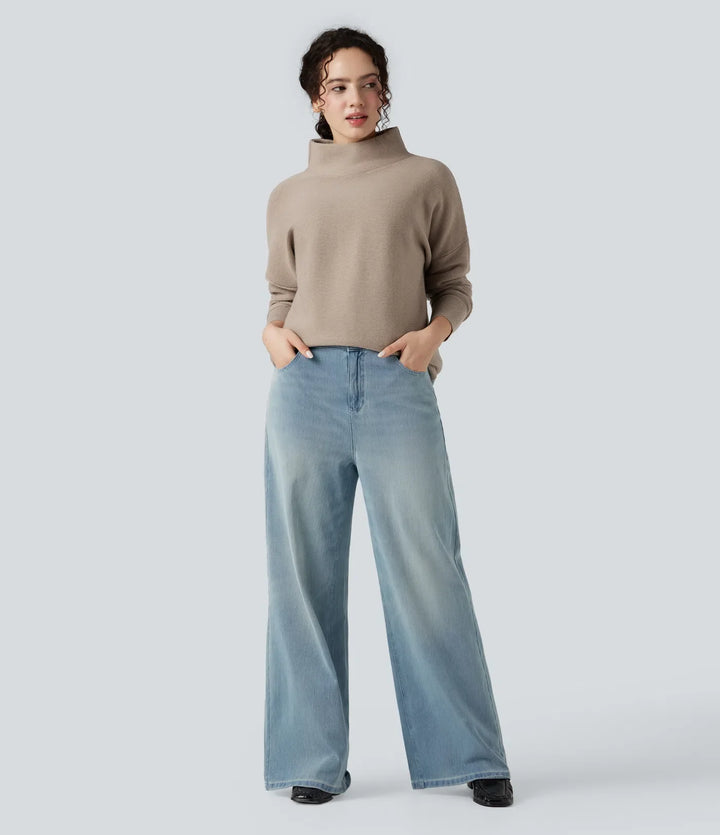 Mock-neck Long Sleeve Casual Jumper