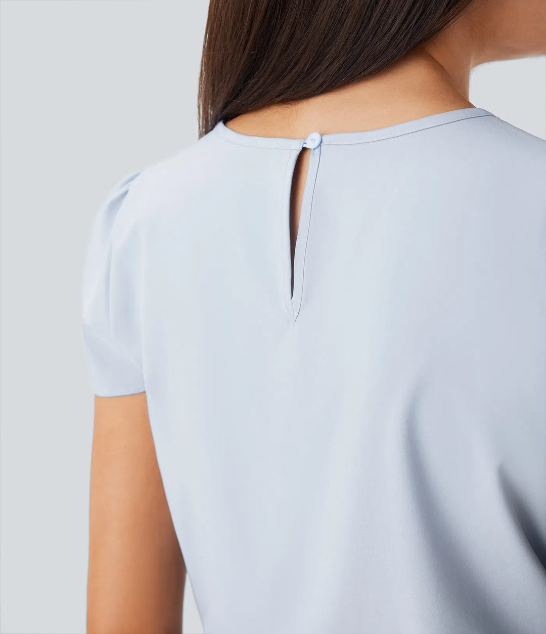 Breezeful Round Neck Short Sleeve Keyhole Back Quick Dry Work Top