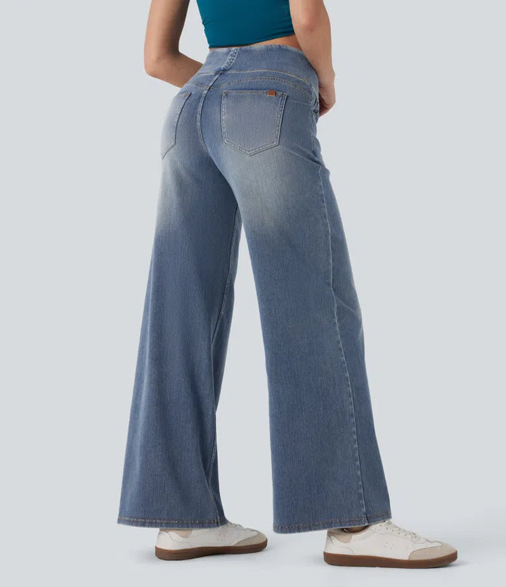 Halara Flex Mid Rise Tummy Control Casual Baggy Jeans with Pockets