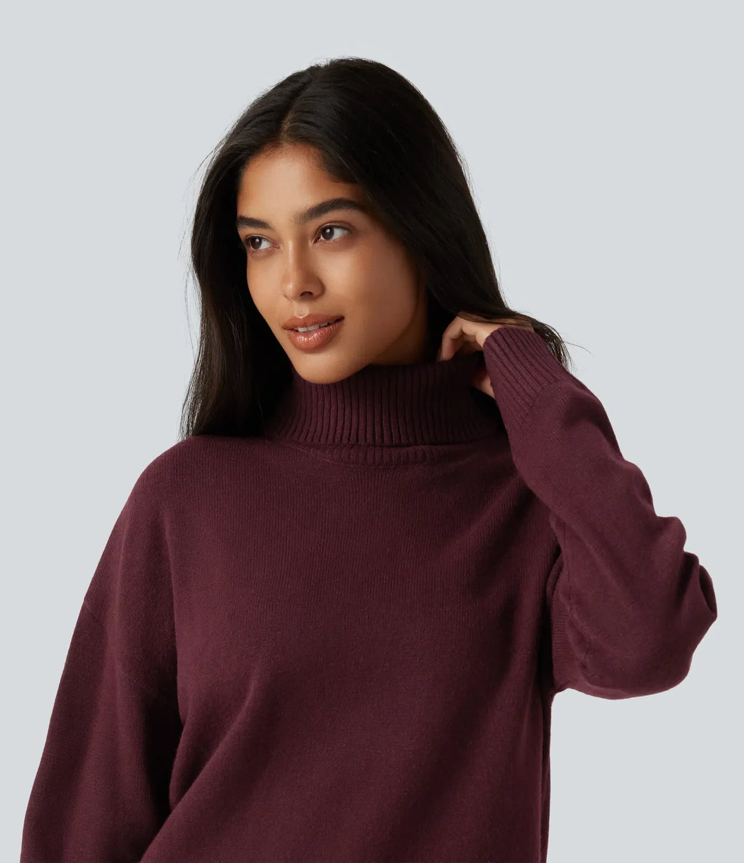 High Neck Long Sleeve Casual Jumper
