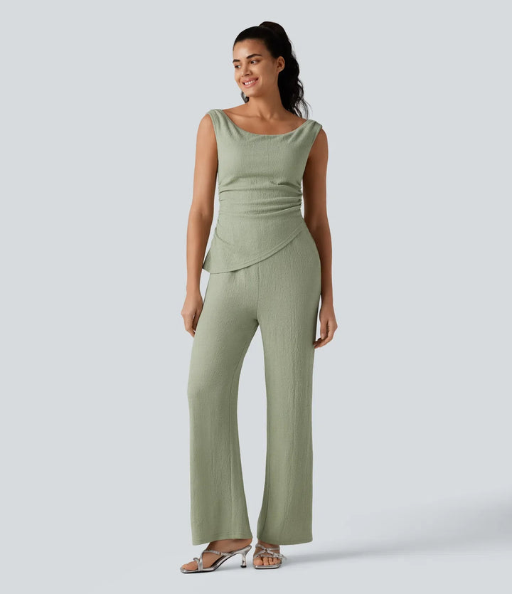 Off Shoulder Built-in Bra Casual Jumpsuit-Easy Peezy Edition