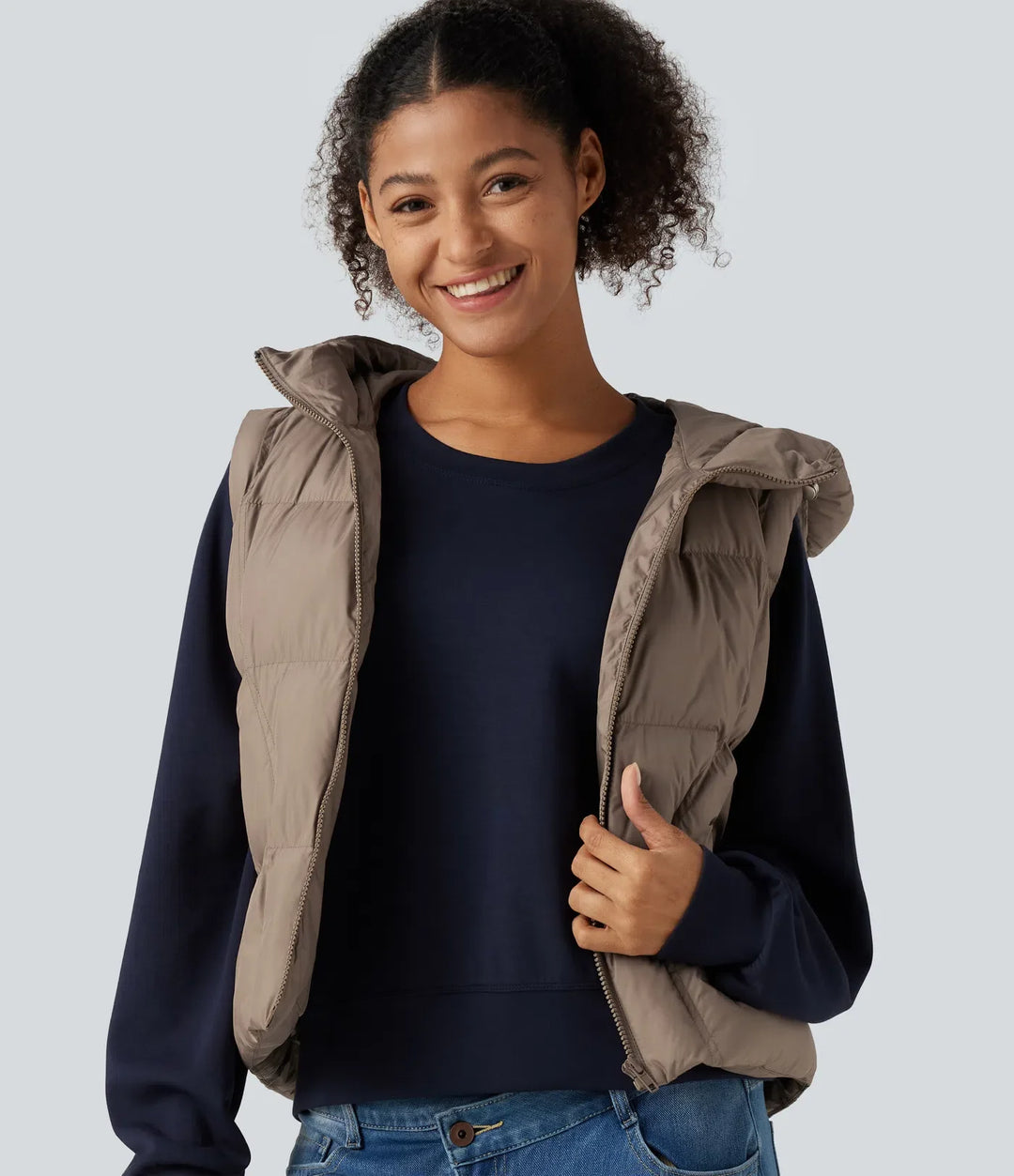 Hooded Casual Padded Vest with Pockets