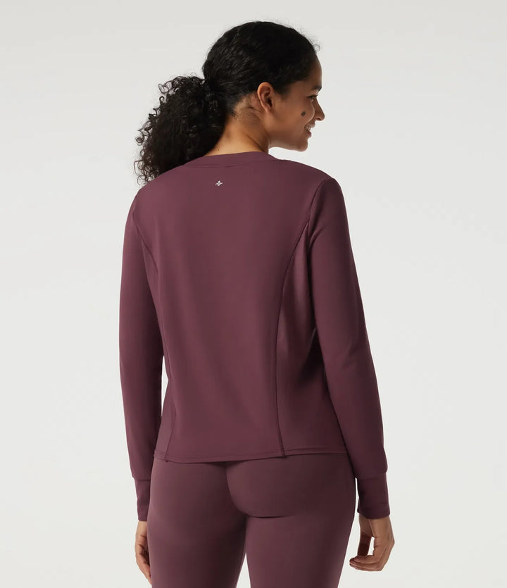Round Neck Long Sleeve Contrast Mesh Quick Dry Workout Sweatshirt