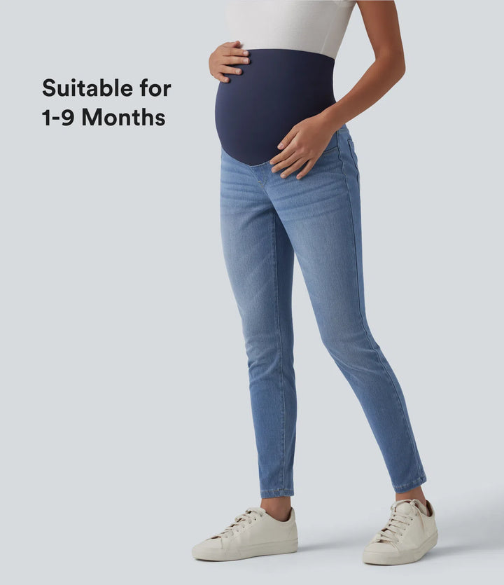 Halara Flex Super High Waisted Skinny 7/8 Casual Maternity Jeans with Pockets