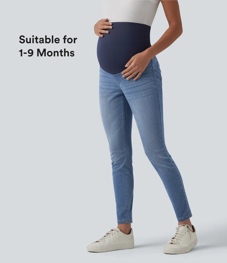 Halara Flex Super High Waisted Skinny 7/8 Casual Maternity Jeans with Pockets