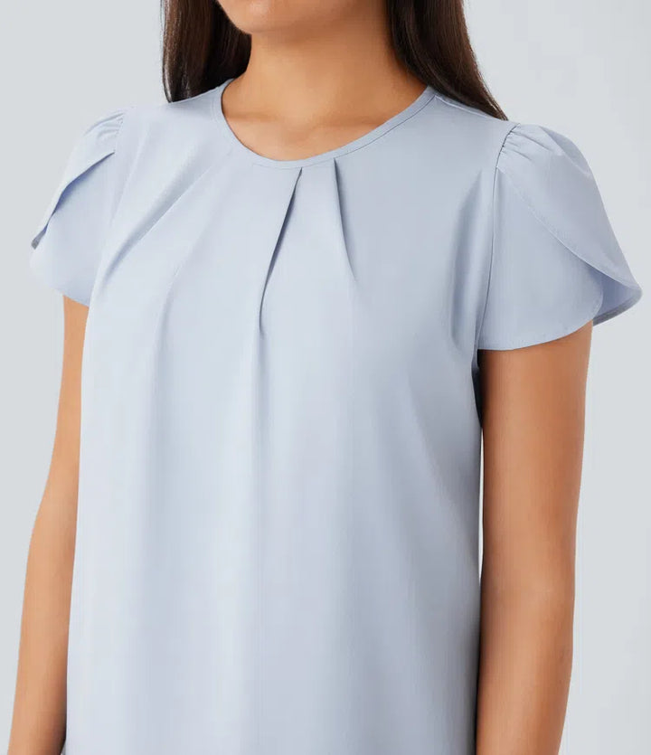 Breezeful Round Neck Short Sleeve Keyhole Back Quick Dry Work Top