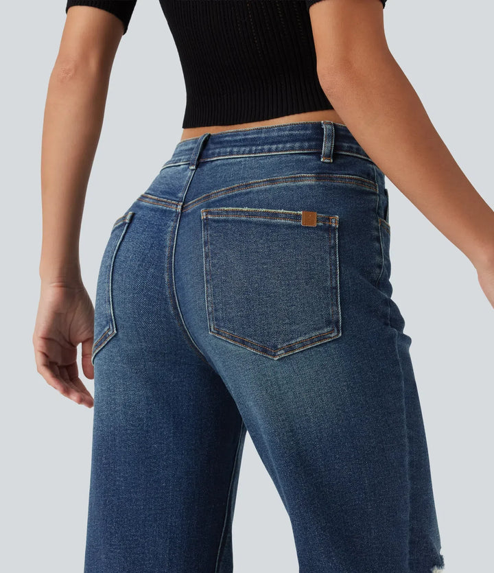 Low Rise Casual Flare Jeans with Pockets