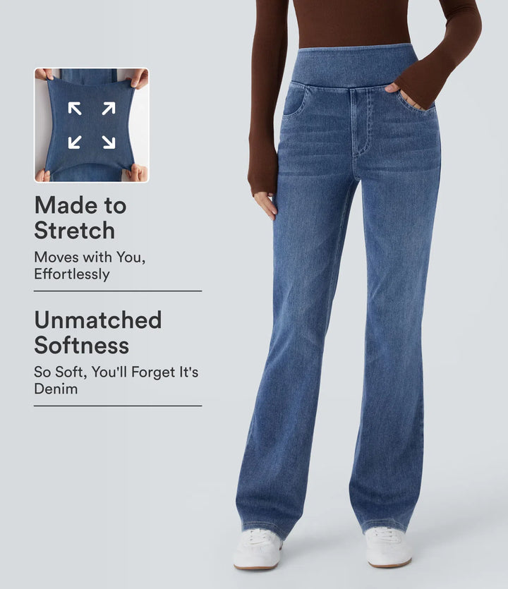 Halara Flex High Waisted Pockets Washed Casual Bootcut Jeans