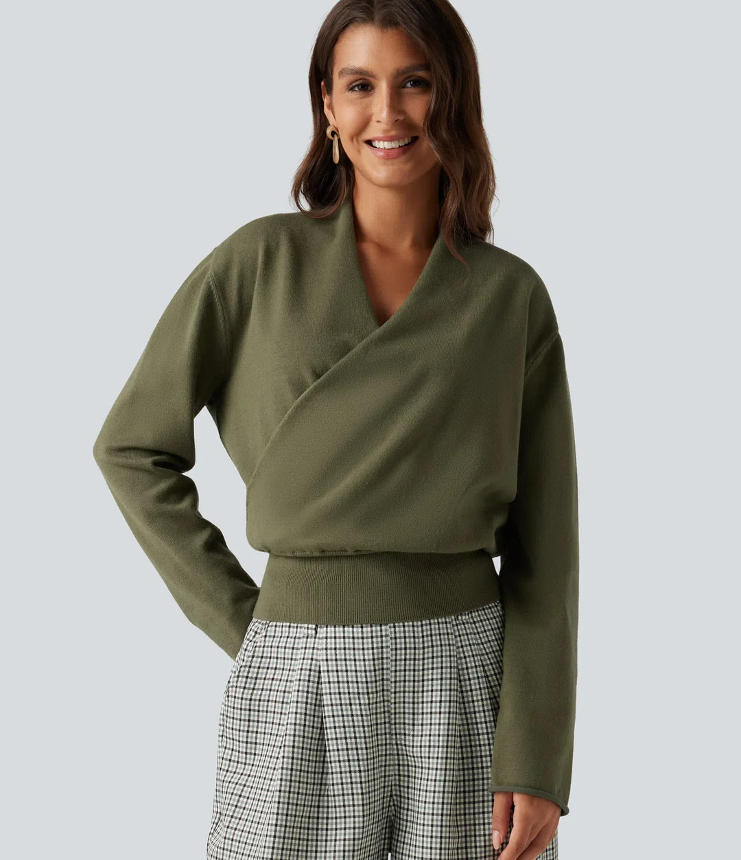 V Neck Long Sleeve Casual Jumper