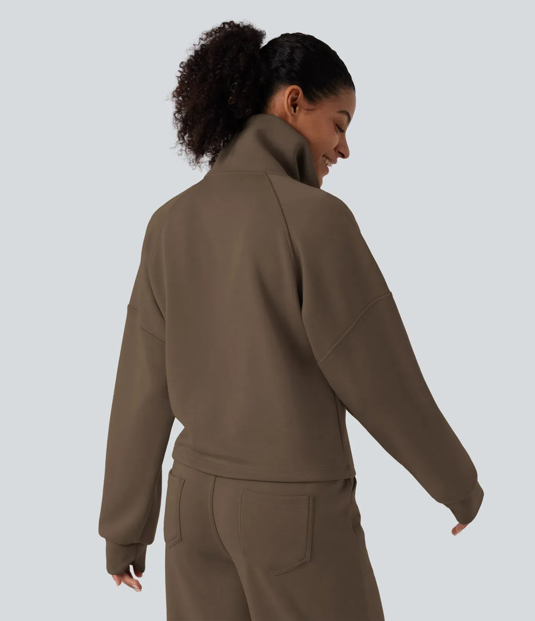 Mock Neck Half Zip Long Sleeve Work Sweatshirt
