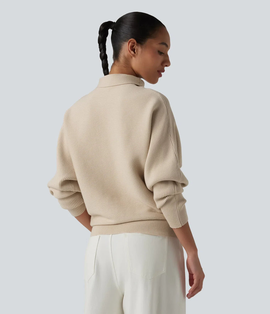 High-neck Batwing Sleeve Casual Jumper