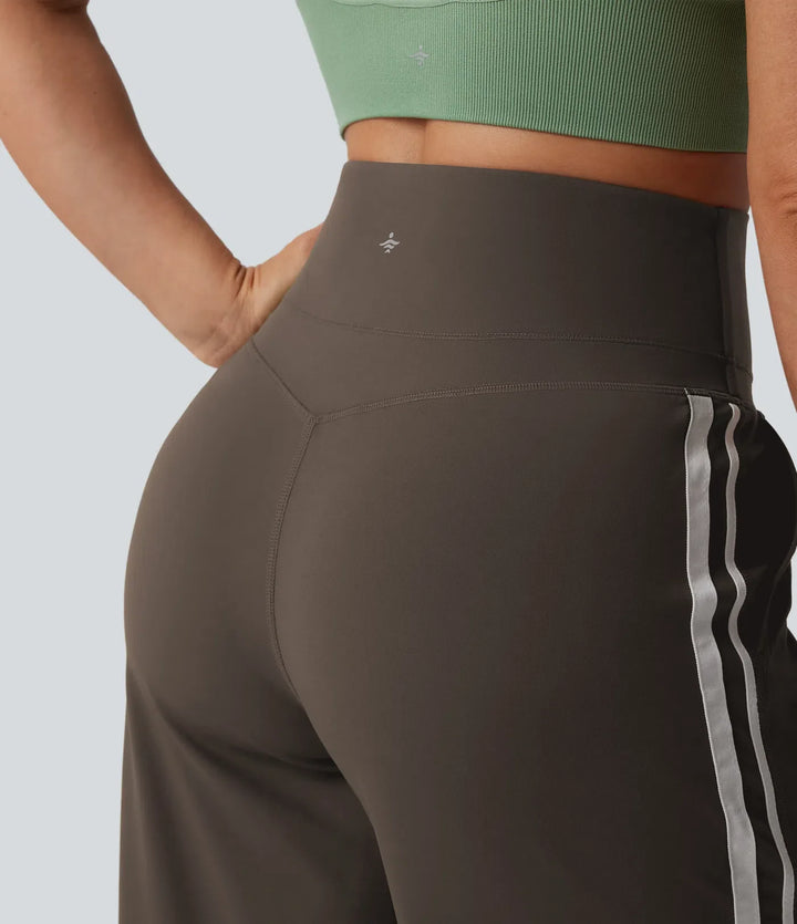 Halara UltraSculpt High Waisted Tummy Control Color Block Stripes Yoga Baggy Trousers with Pockets
