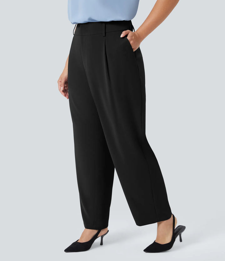 Halara Flex High Waisted Pocket Solid Work Plus Size Tapered Trousers