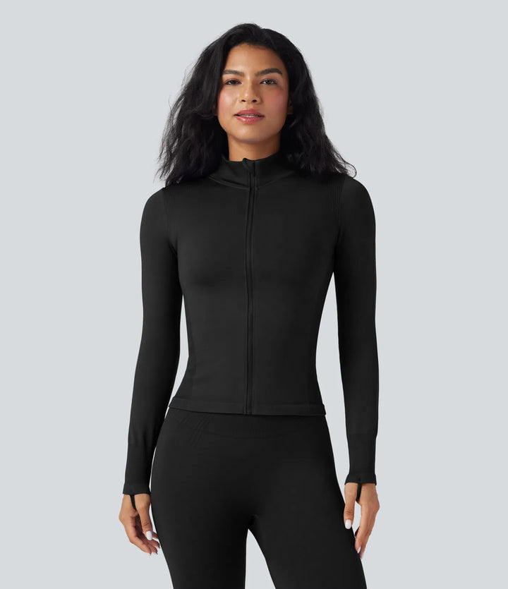 OneForm Seamless Flow Stand Collar Long Sleeve Thumb Hole Yoga Jacket