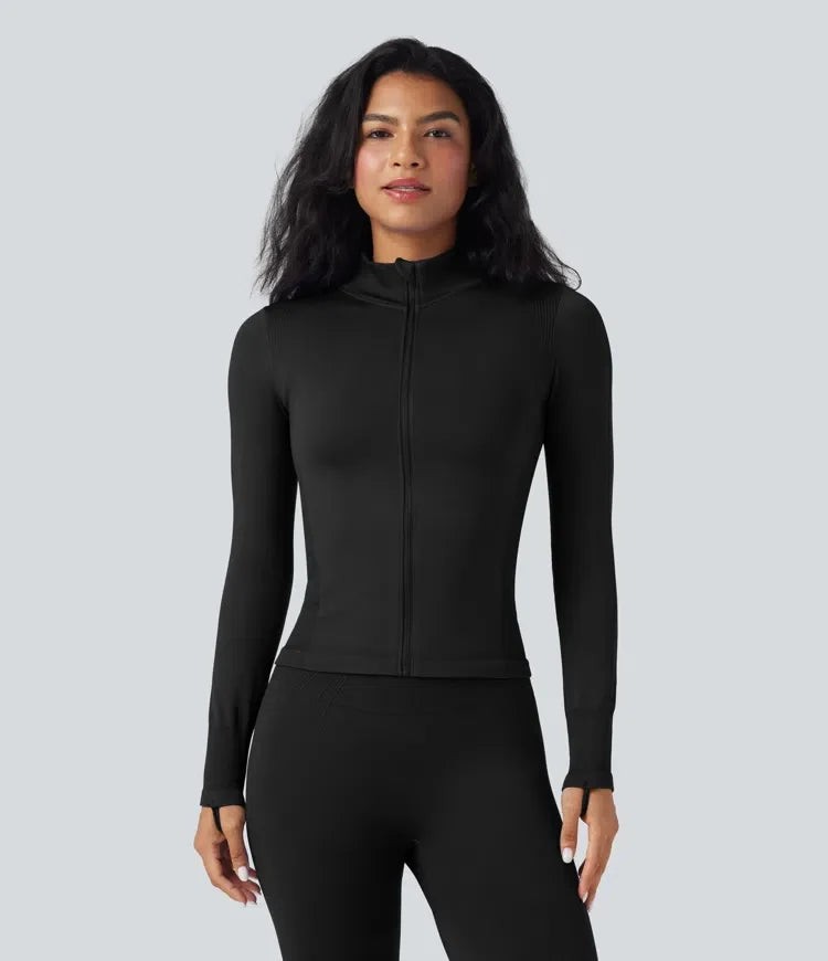 OneForm Seamless Flow Stand Collar Long Sleeve Thumb Hole Yoga Jacket