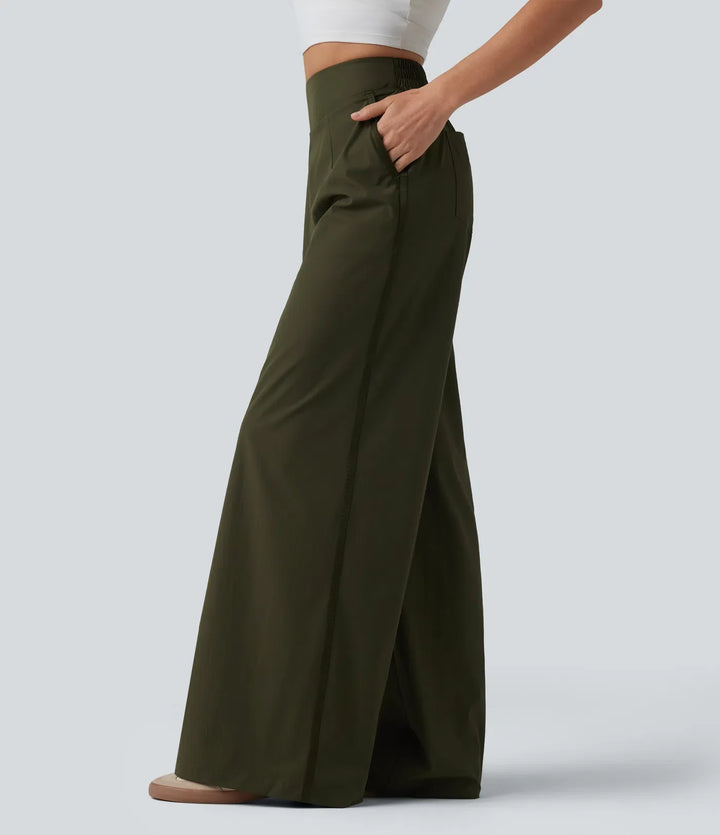 High Waisted Wide Leg Baggy Casual Trousers with Pockets