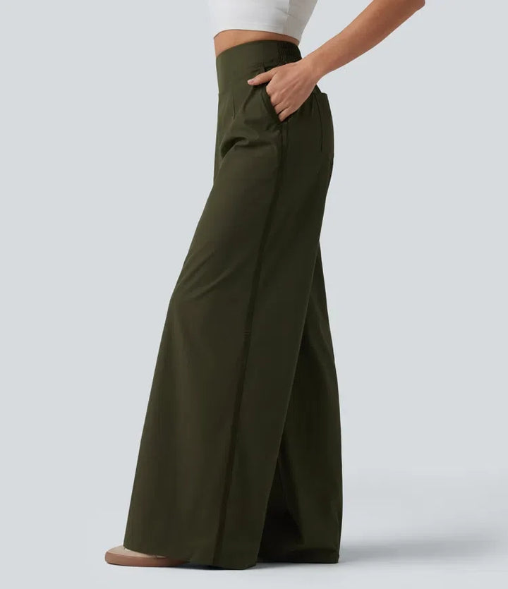 High Waisted Wide Leg Baggy Casual Trousers with Pockets