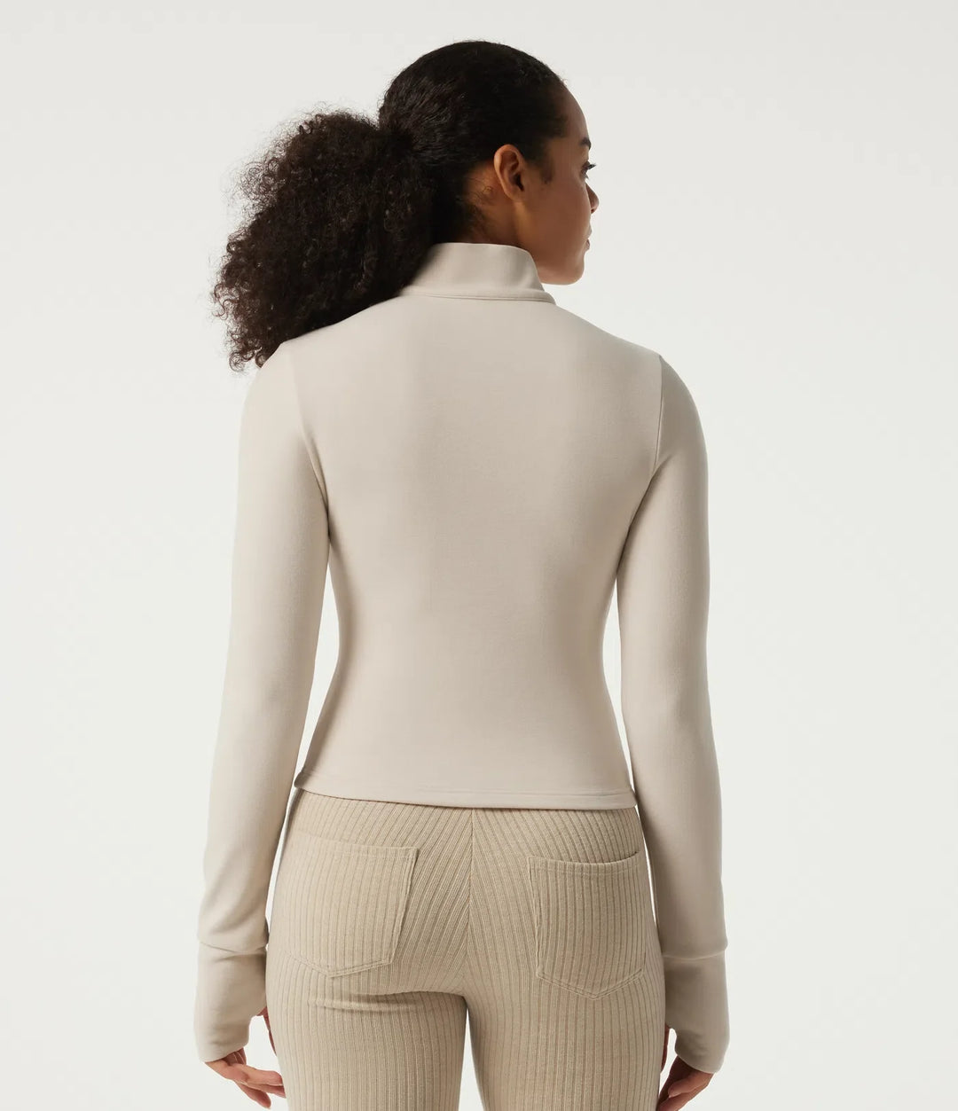 Stand Collar Long Sleeve Fleece Casual Jacket