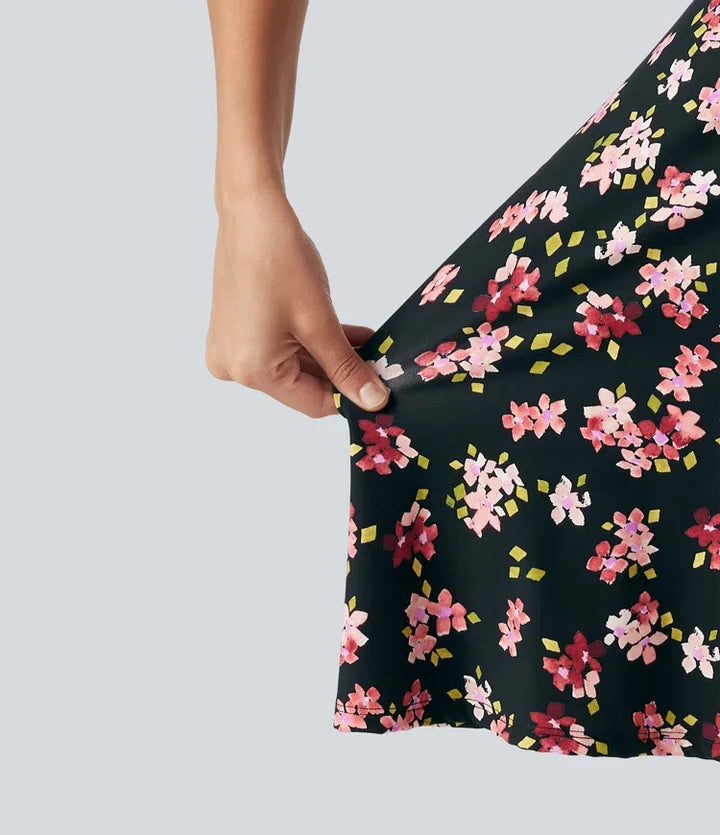 Built-in Bra 2-in-1 Ditsy Floral Mini Dance Active Dress with Pockets-Easy Peezy Edition
