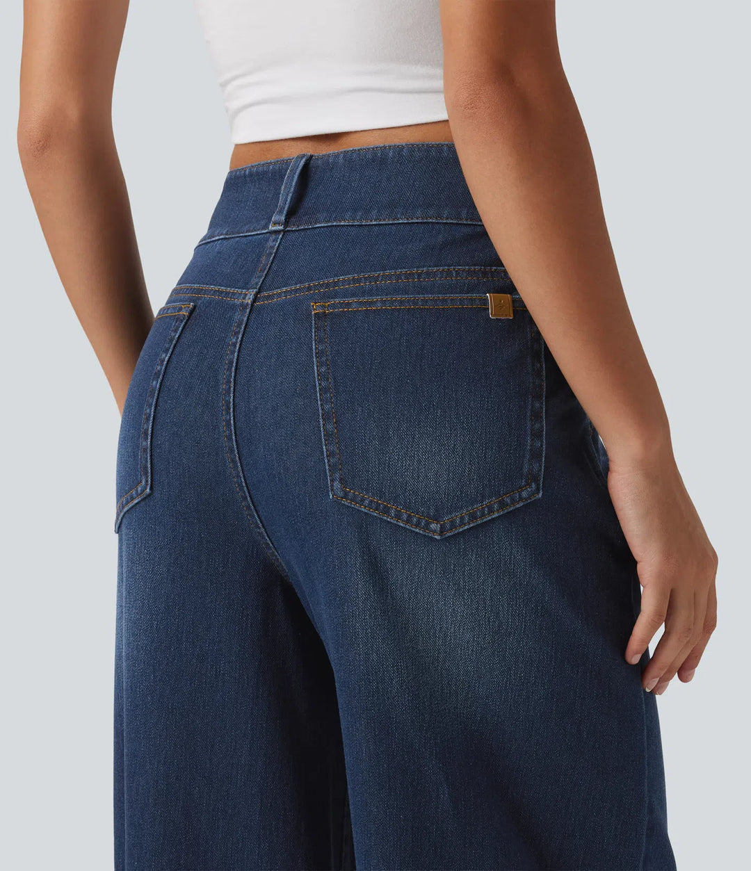Halara Flex Mid Rise Wide Leg Casual Jeans with Pockets
