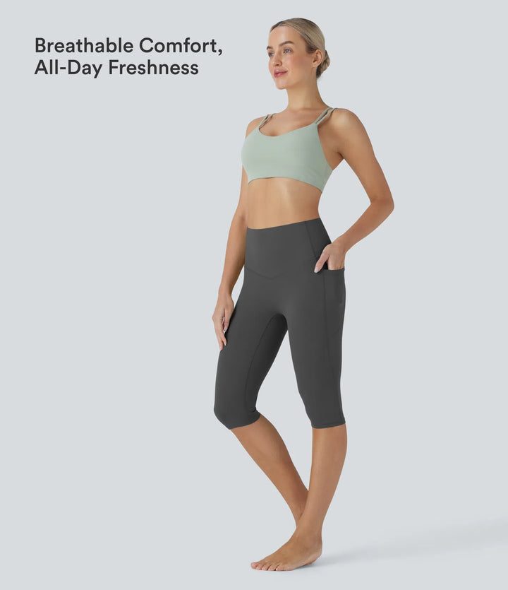 Halara UltraSculpt High Waisted Tummy Control Pedal Pusher Yoga Leggings with Pockets