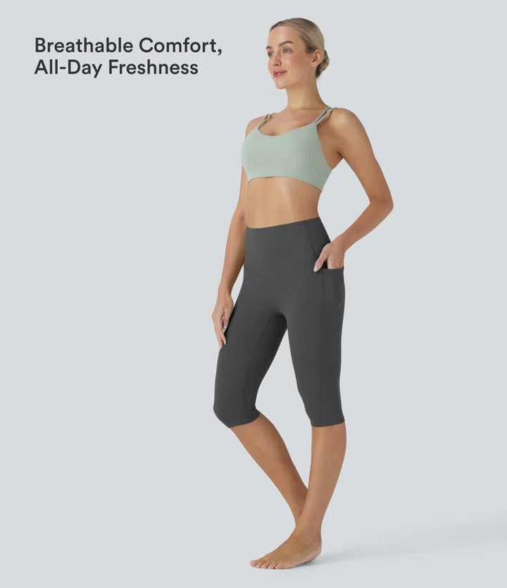 Halara UltraSculpt High Waisted Tummy Control Pedal Pusher Yoga Leggings with Pockets