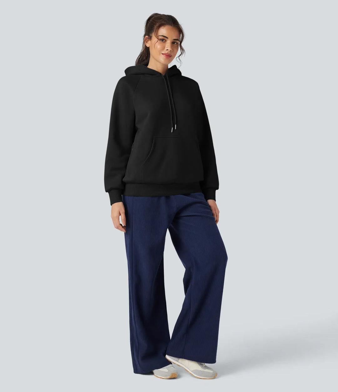 Hooded Drawstring Long Sleeve Fleece Casual Cotton Sweatshirt with Pockets