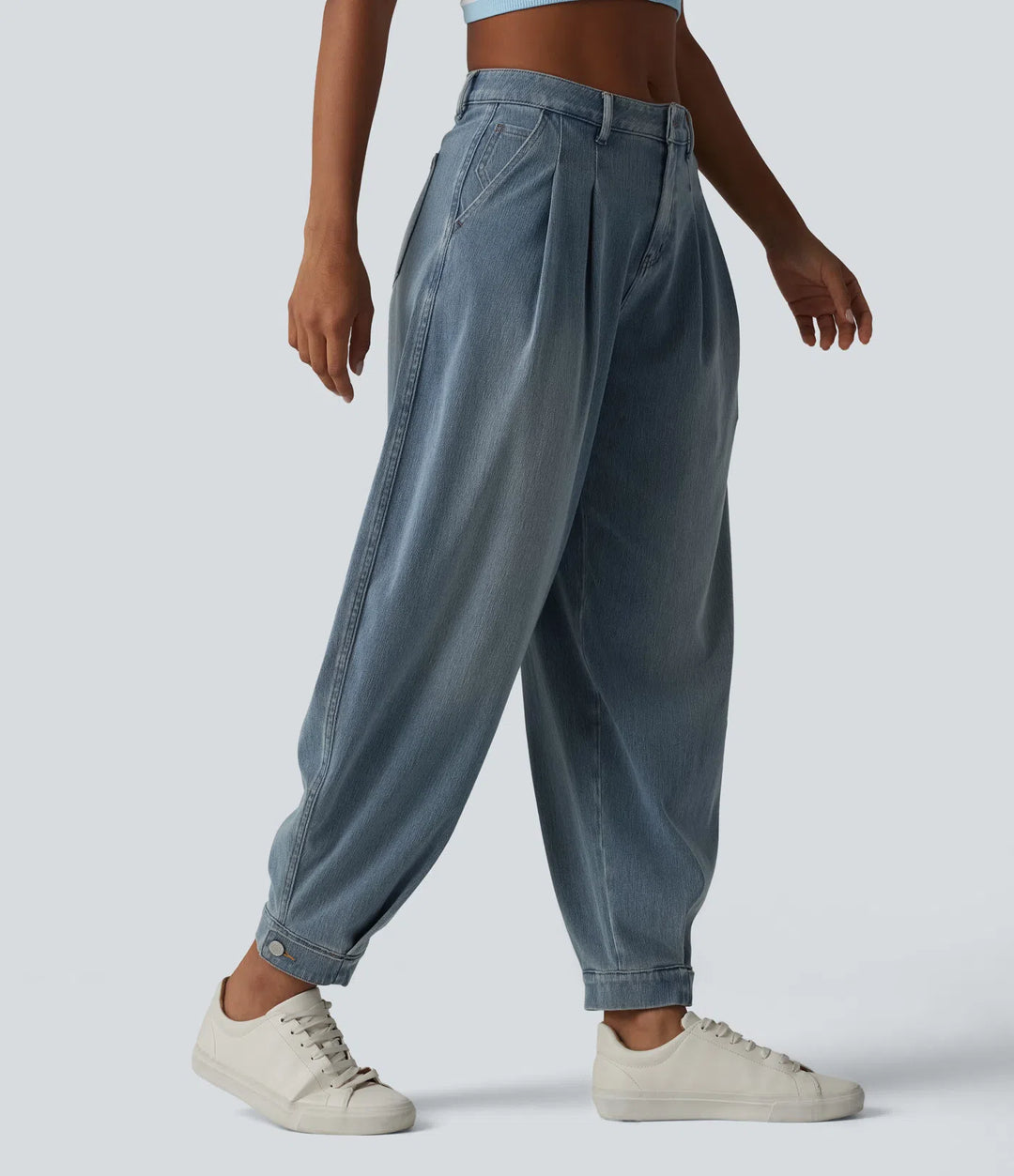 Halara Flex Mid Rise Denim Casual Balloon Joggers with Pockets