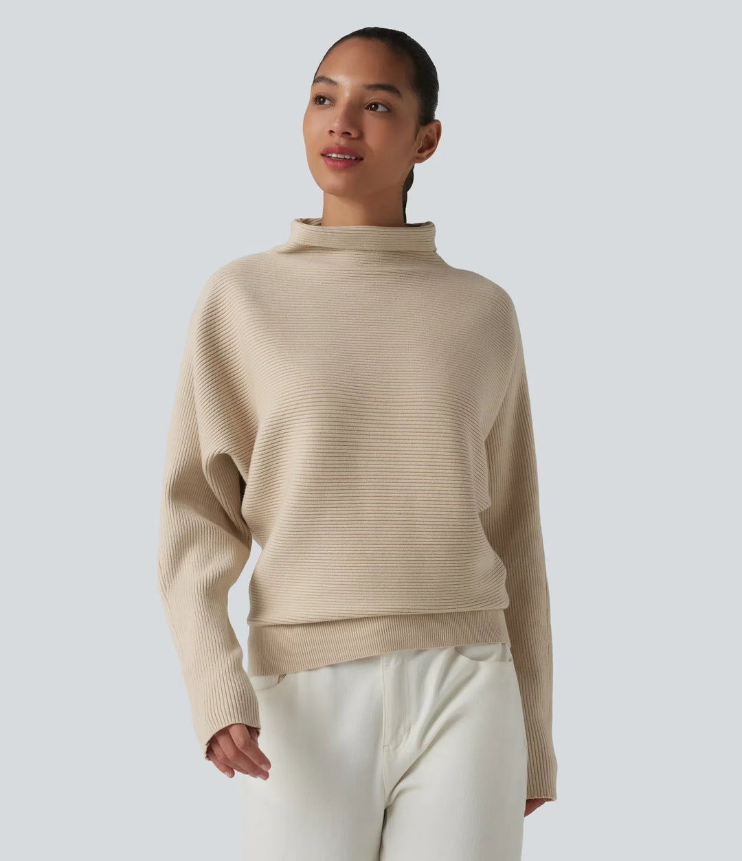 High-neck Batwing Sleeve Casual Jumper