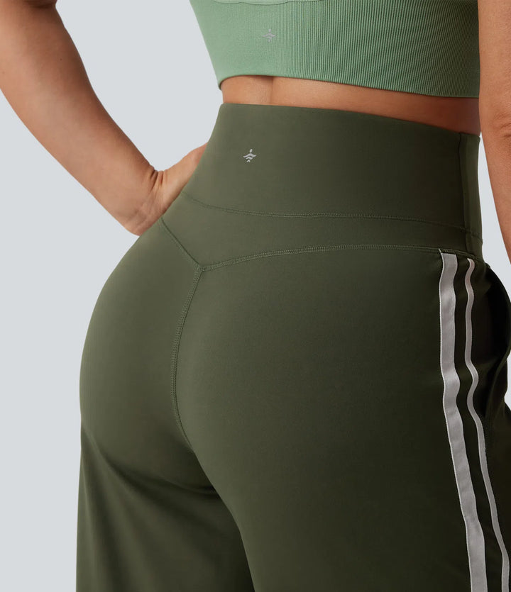 Halara UltraSculpt High Waisted Tummy Control colourBlock Stripes Yoga Baggy trousers with Pockets