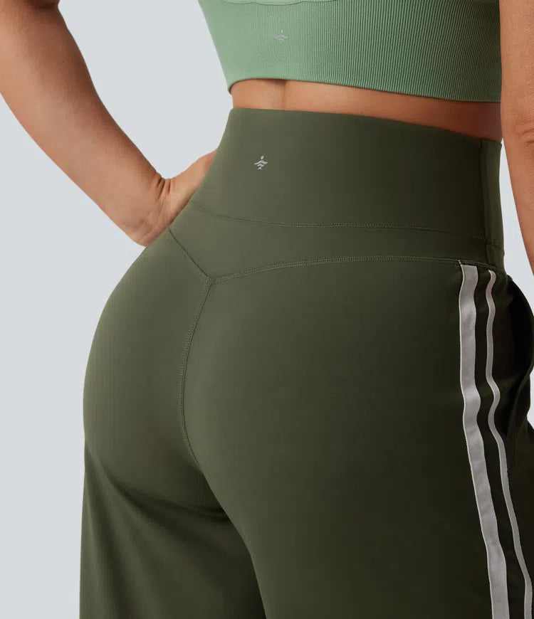 Halara UltraSculpt High Waisted Tummy Control colourBlock Stripes Yoga Baggy Trousers with Pockets