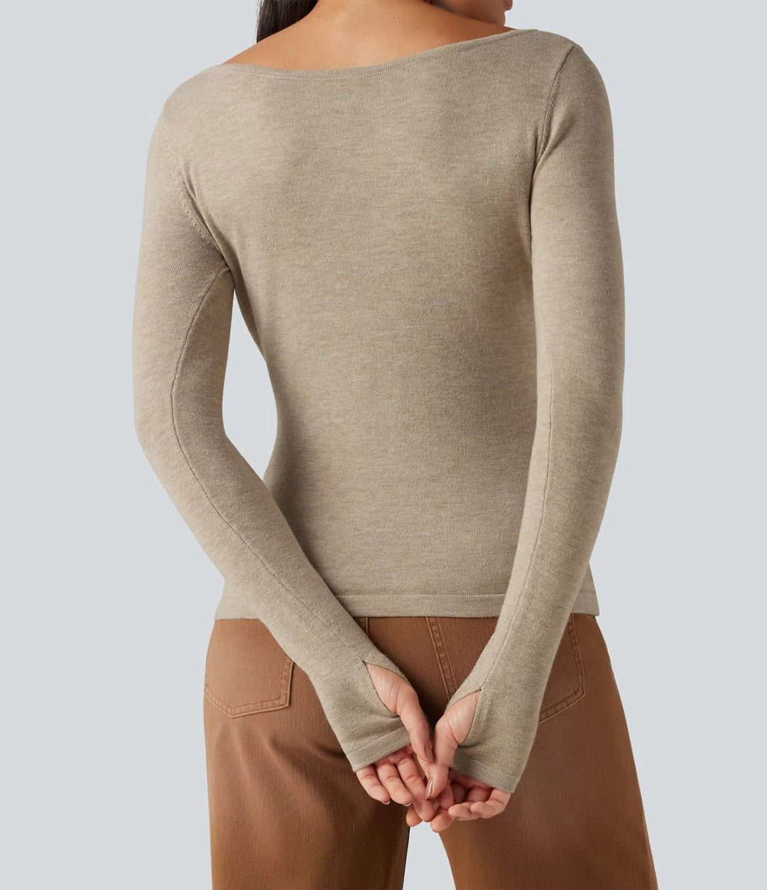 V Neck Long Sleeve Slim Casual Jumper
