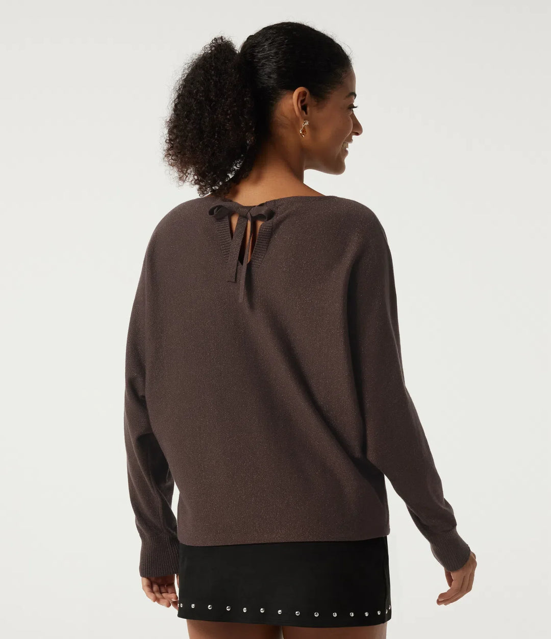 Round Neck Long Sleeve Tie Back Casual Jumper