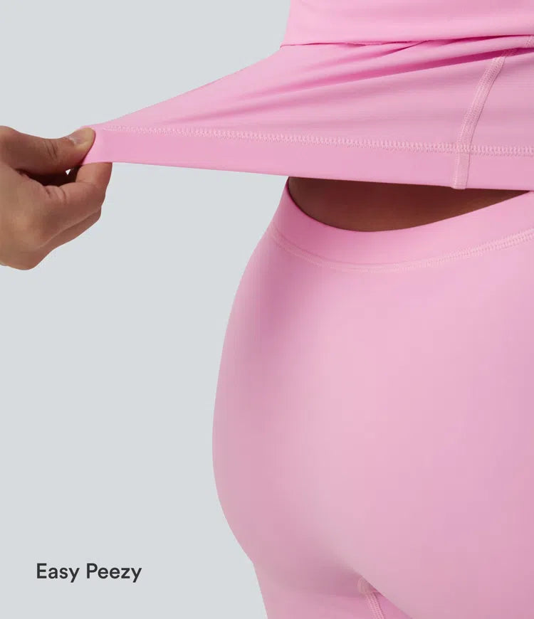 SoftlyZero Airy Round Neck Short Sleeve 2-in-1 InstantCool Mini Yoga Active Dress with Pockets-Easy Peezy Edition