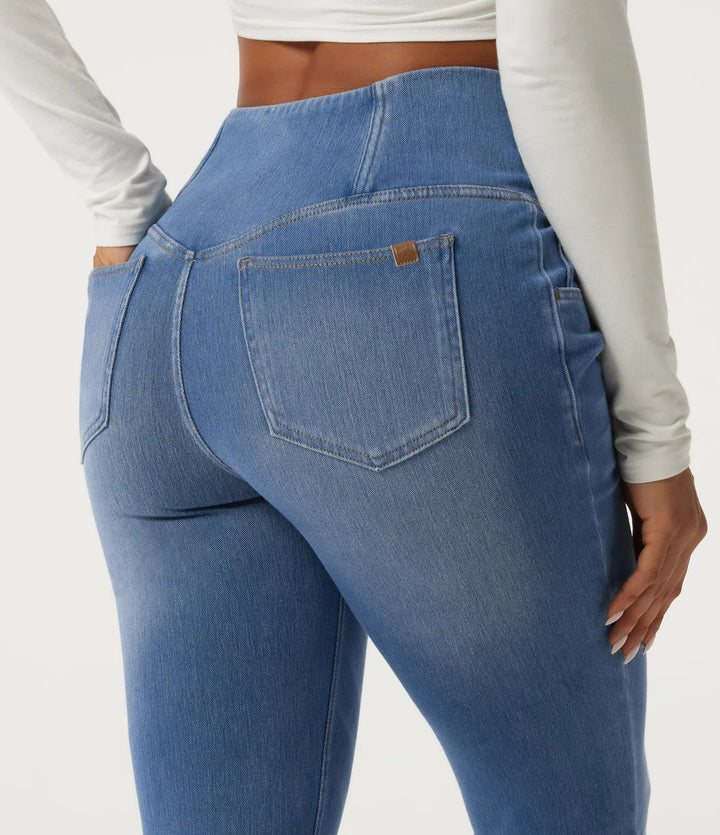 Halara Flex High Waisted Tummy Control Crossover Skinny Casual Jeans with Pockets