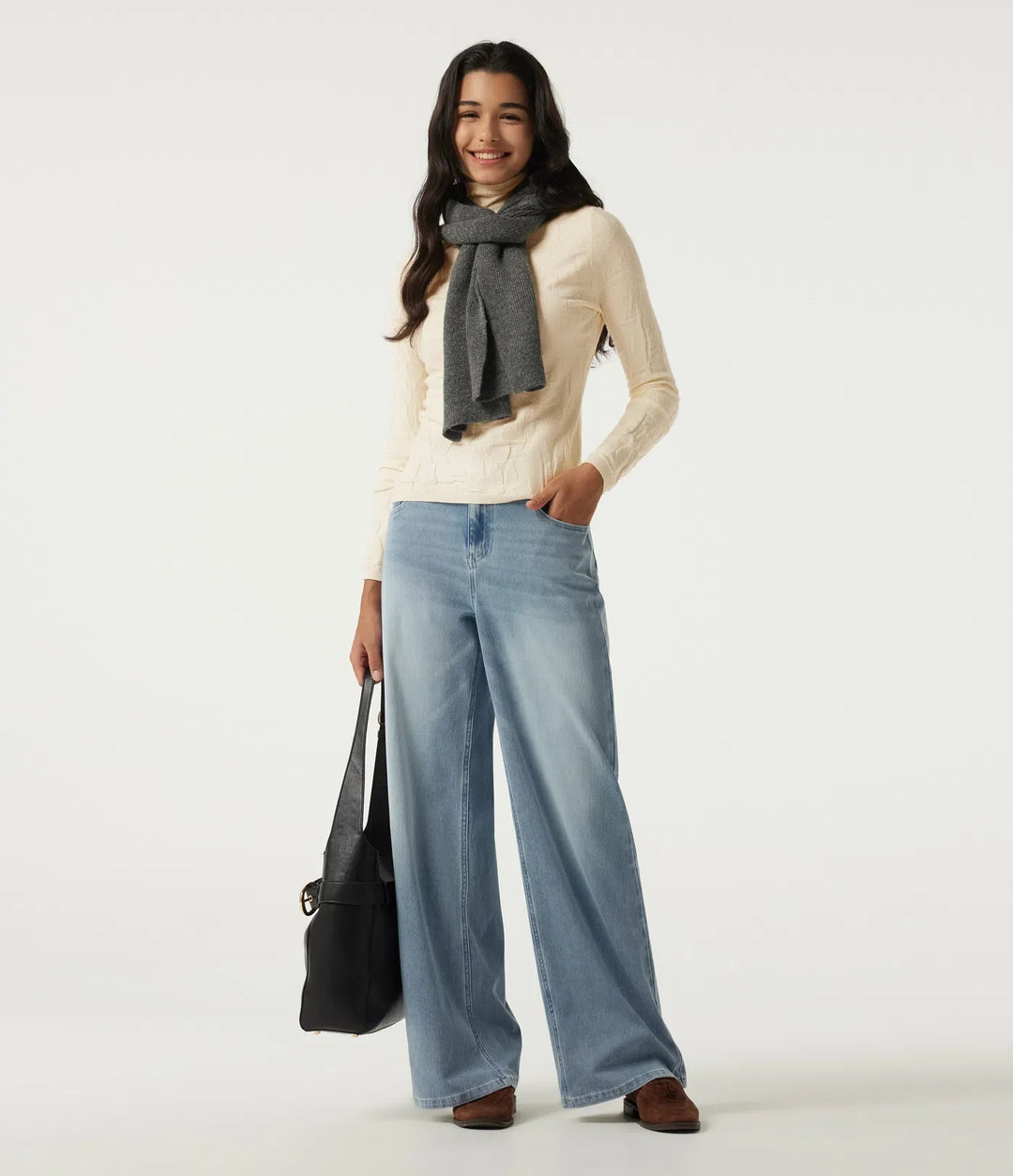 High Neck Long Sleeve Slim Work Jumper