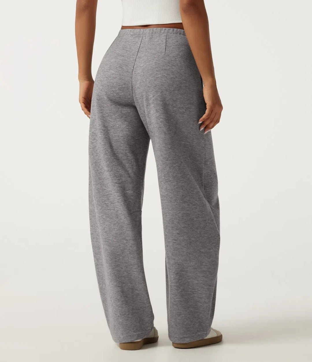Mid Rise Drawstring Barrel Leg Casual SweatTrousers with Pockets