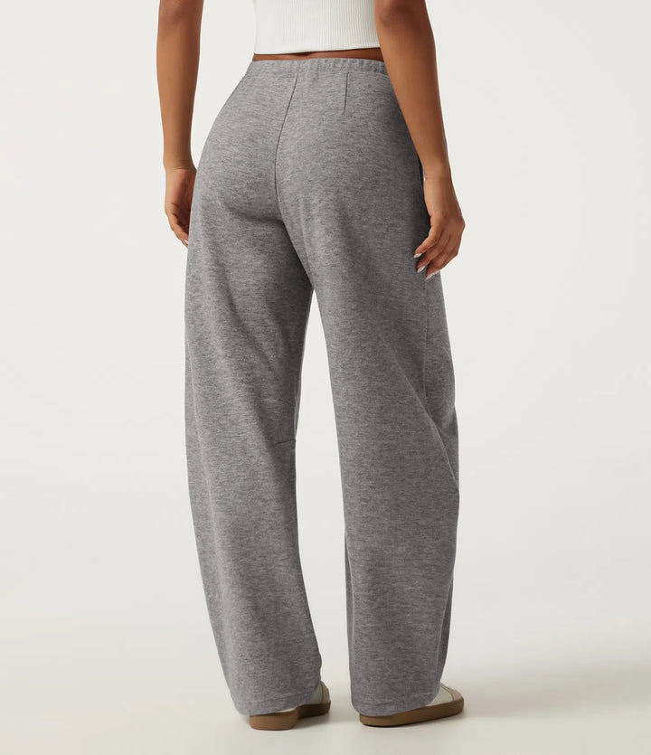 Mid Rise Drawstring Barrel Leg Casual SweatTrousers with Pockets