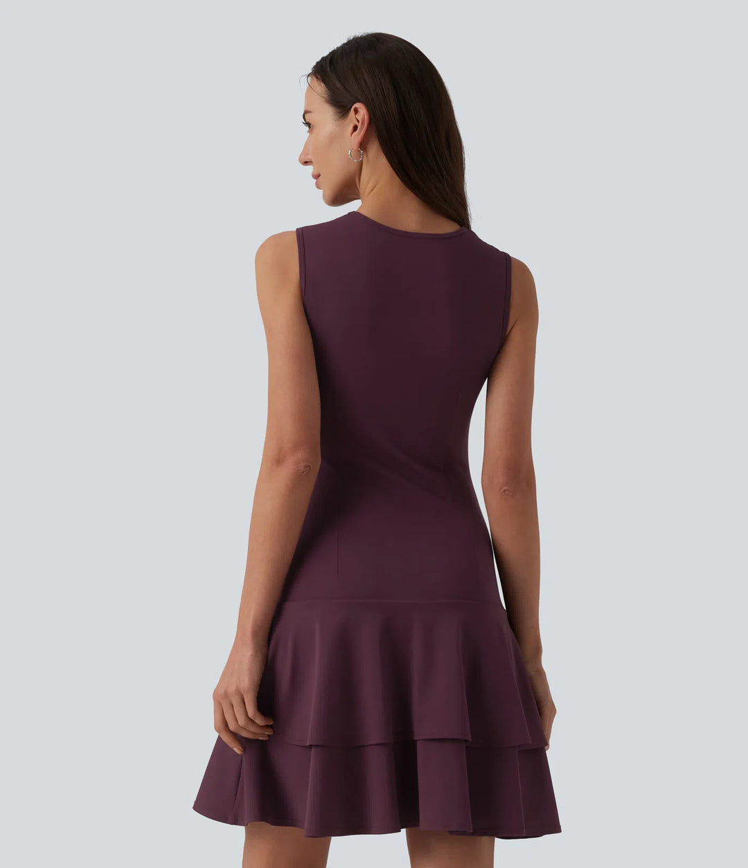 SoftlyZero Airy Round Neck Sleeveless Layered Ruffle Hem InstantCool Mini Casual Dress