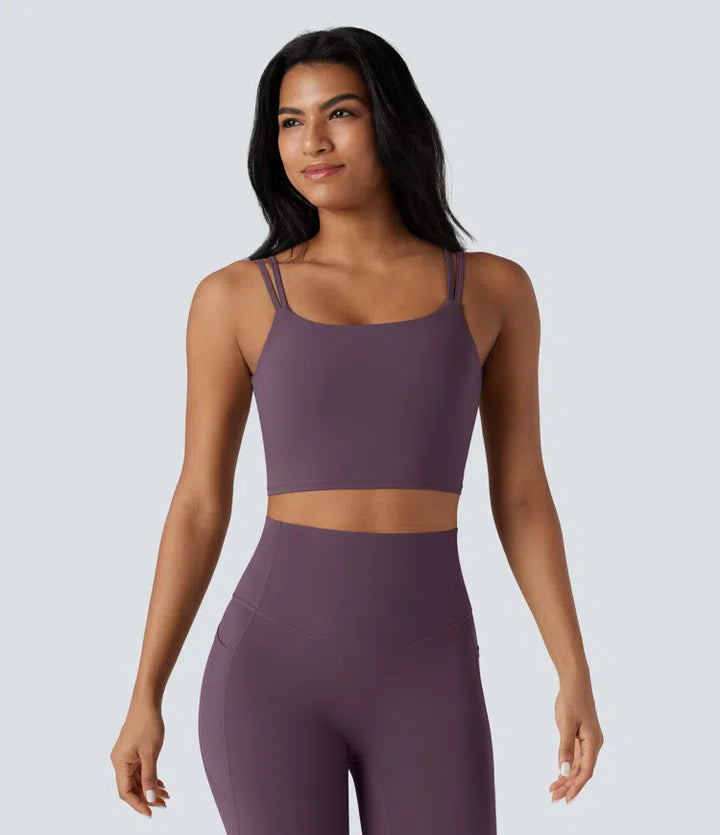 Halara UltraSculpt Double Straps Twisted Backless Cropped Yoga Tank Top