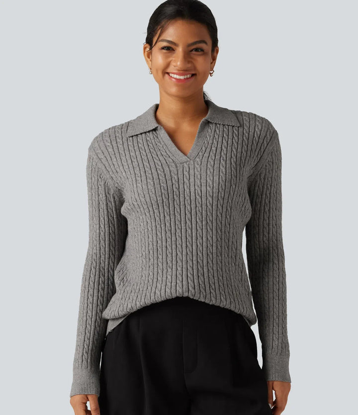 Lapel Long Sleeve Work Jumper