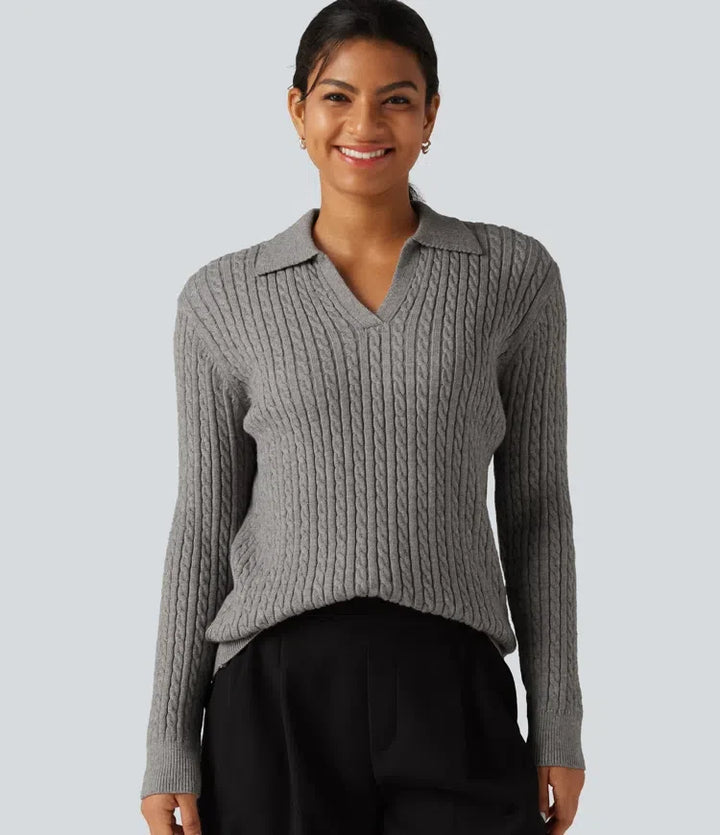 Lapel Long Sleeve Work Jumper