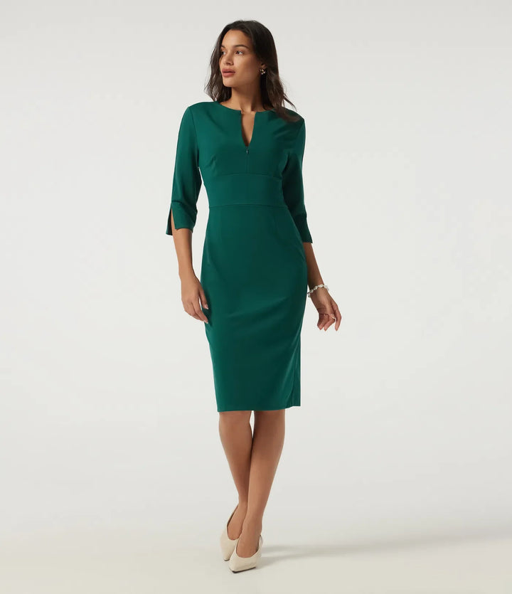 3/4 Sleeve Bodycon Work Midi Dress
